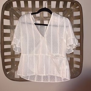 100% Cotton Madewell Swiss Dot Cross Top with Sleeve Tie Detail